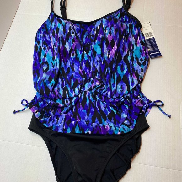 NWT Longitude Side Ruched Purple One Piece Swimsuit - Picture 4 of 4